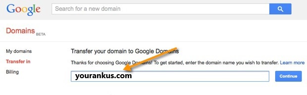 Google Domains transfer in