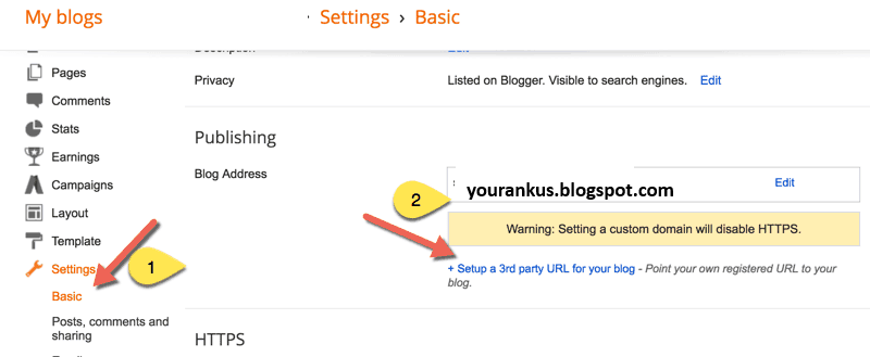 Setup a 3rd party URL for your blogspot