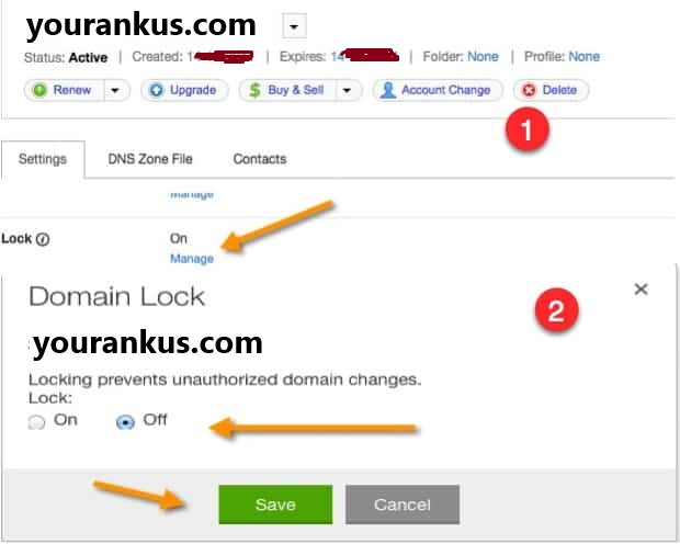 unlock domain on Godaddy